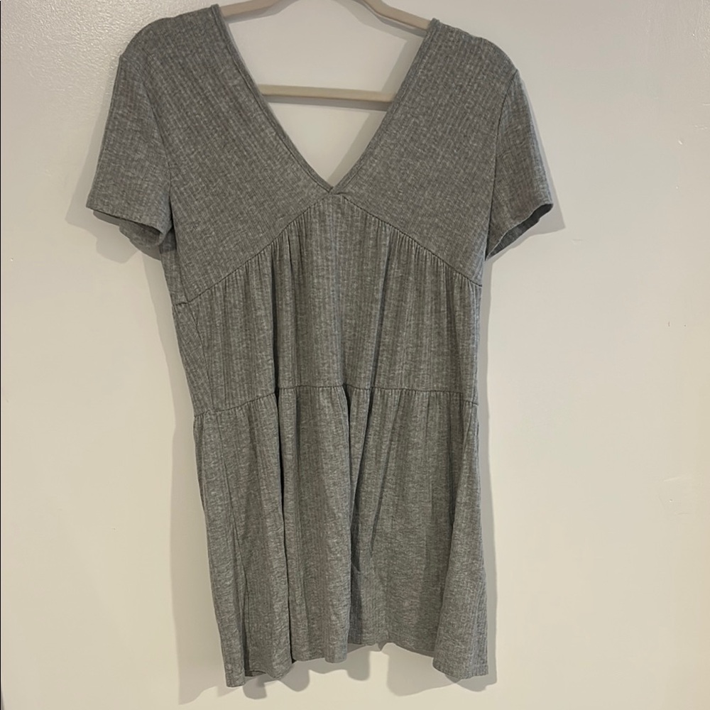 Gray V-Neck Women's Dress